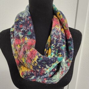 Anthropologie Madison 88 Warercolor Print Wool Blend Infinity Scarf